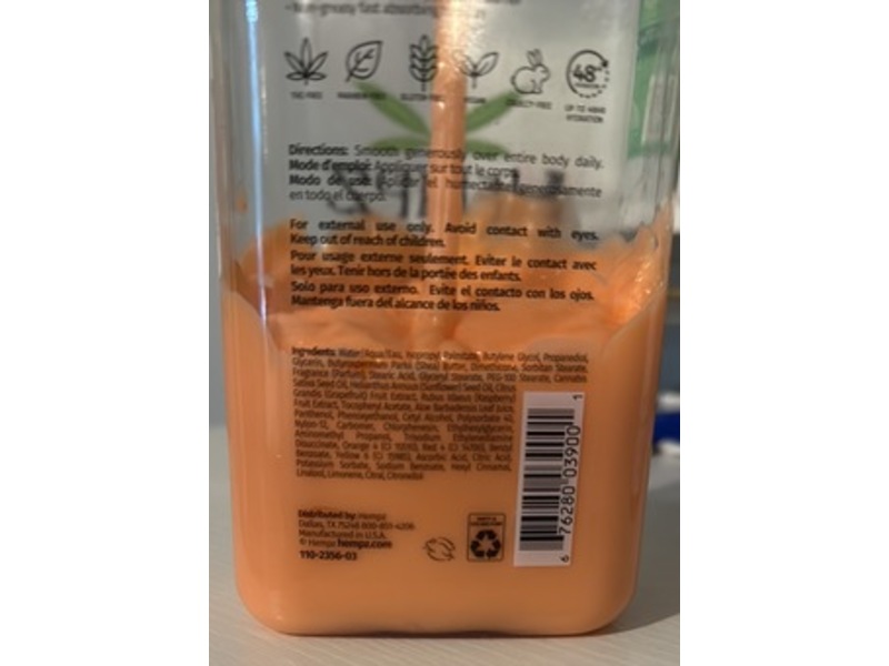 Hempz Herbal Body Moisturizer, Sugared Grapefruit & White Raspberry Tea, 17 fl oz/500 mL