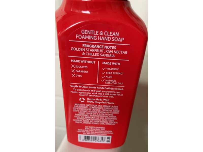 Bath & Body Works Gentle & Clean Foaming Hand Soap, Starfruit Sangria, 8.75 fl oz/259 mL