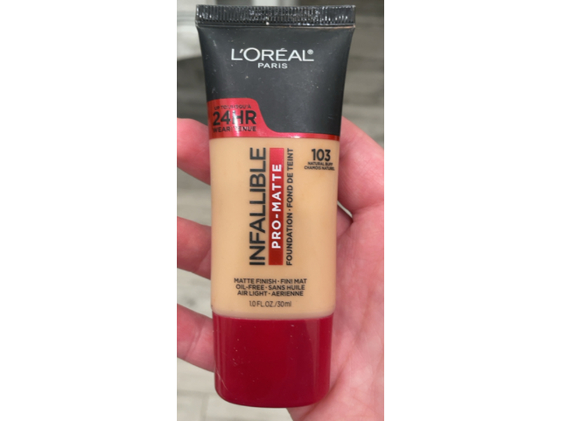 L'Oreal Paris Infallible Pro-Matte Foundation Makeup, Natural Buff, 1 fl oz/30 mL