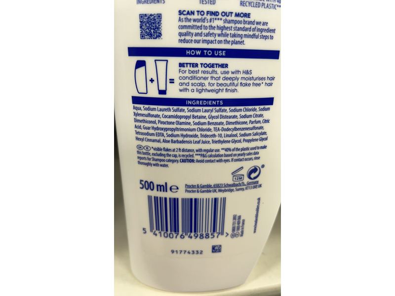 Head & Shoulders Anti-Dandruff Shampoo, Sensitive Scalp, 500 mL
