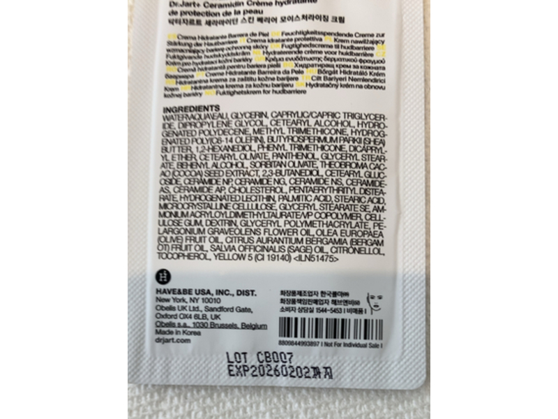 Dr. Jart+ Ceramidin Skin Barrier Moisturizing Cream, 0.05 fl oz/1.5 mL