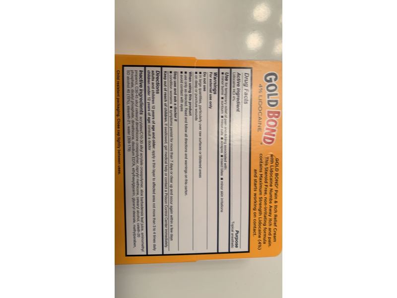 Gold Bond Pain & Itch Relief Cream with Lidocaine, 1.75 oz/49 g