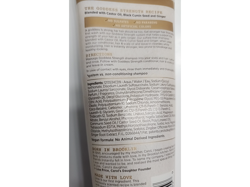 Carol's Daughter Goddess Strength Fortifying Shampoo, Castor Oil, Ginger, Black Cumin Seed, 8.5 fl oz/250 mL