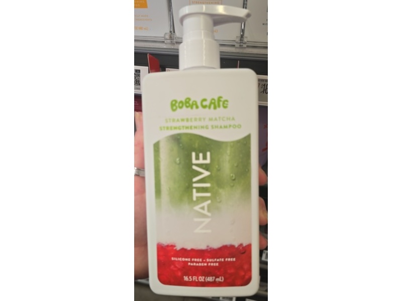 Native Boba Cafe Strengthening Shampoo, Strawberry Matcha, 16.5 fl oz/487 mL