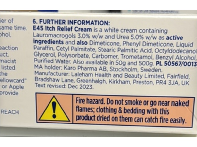 E45 Itch Relief Cream, 100 g