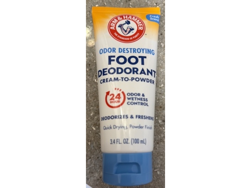 Arm & Hammer Odor Destroying Foot Deodorant Cream To Powder, Fresh Scent, 3.4 fl oz/100 mL
