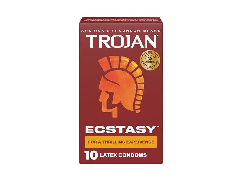 TROJAN Ultra Ribbed Ecstasy Lubricated Condoms, 10 Count