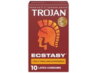 TROJAN Ultra Ribbed Ecstasy Lubricated Condoms, 10 Count - thumbnail 1