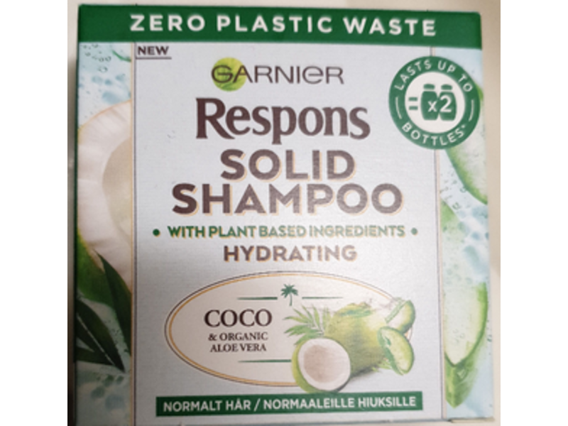 Garnier Respons Solid Shampoo, Hydrating, Coco & Organic Aloe Vera, 60 g