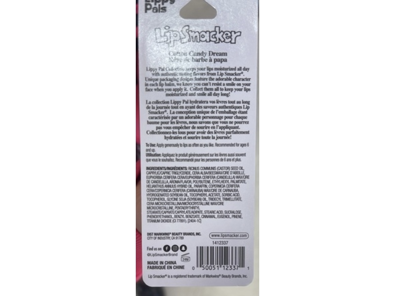 Lip Smacker Lippy Pals Unicorn Lip Balm, Cotton Candy Dreams, 0.14 oz/4 g