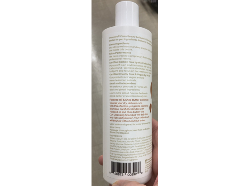 Purezero Curl Cleansing Shampoo, Flaxseed Oil & Shea Butter,12 fl oz/354 mL