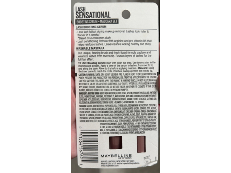 Maybelline Lash Sensational Boosting Serum + Mascara Set, 250 VP Blackest Black