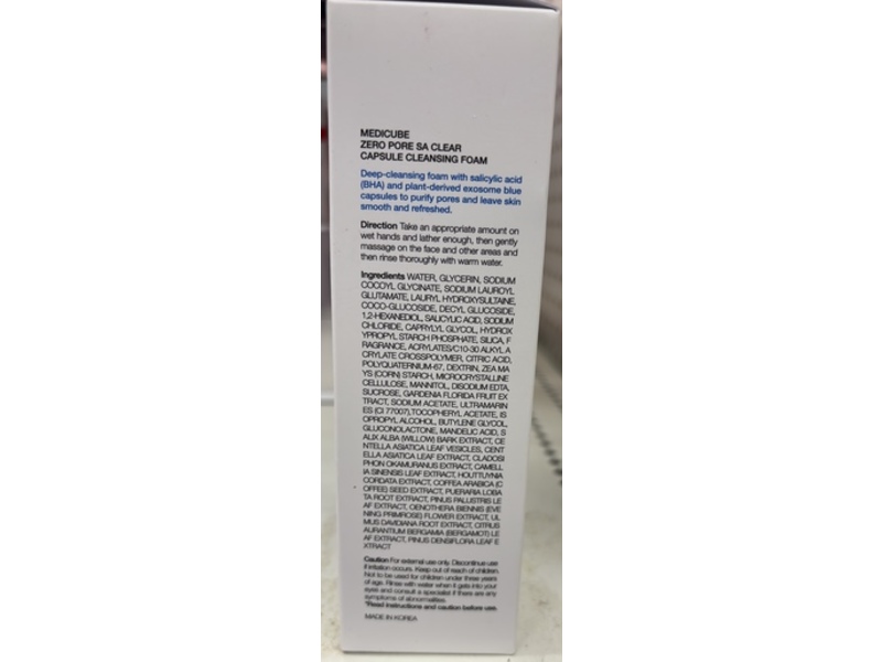 Medicube Zero Pore Capsule Cleansing Foam, Salicylic Acid 0.45% & AHA + PHA, 4.23 oz/120 g