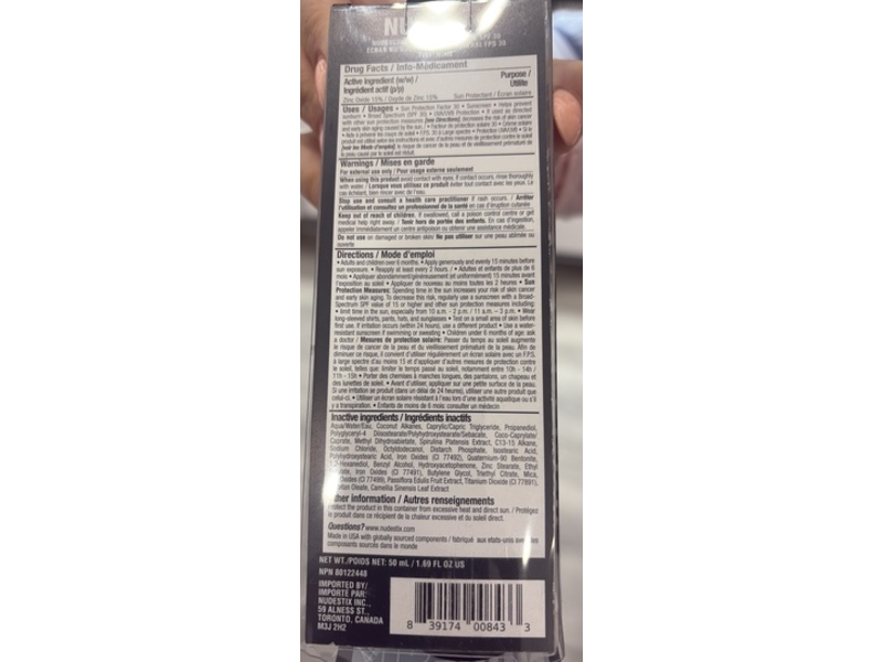 Nudestix Nudescreen Daily Mineral Veil Sunscreen, SPF 30 Nude, 1.69 fl oz/50 mL