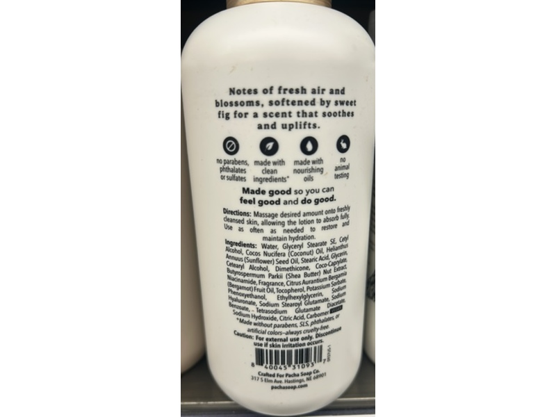 Pacha Soap Co Body Lotion, White Blossom & Fig, 16 fl oz/473 mL