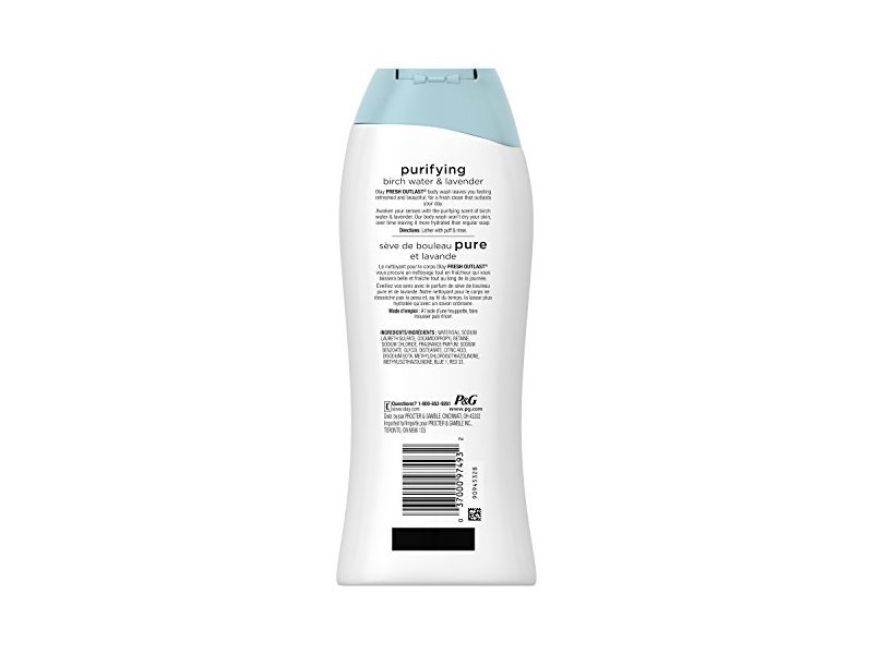 Olay Fresh Outlast Purifying Birch Water & Lavender Body Wash 13.5 Oz, 0.89 Pound
