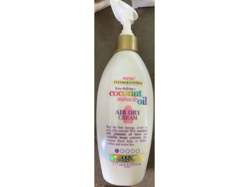 Ogx Air Dry Cream, Frizz-Defying + Coconut Miracle Oil, 6 fl oz/177 mL