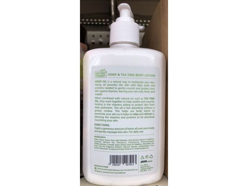 Natural Therapy Relaxing Refreshing Body Lotion, Hemp Tea Tree, 16.9 fl oz/500 mL