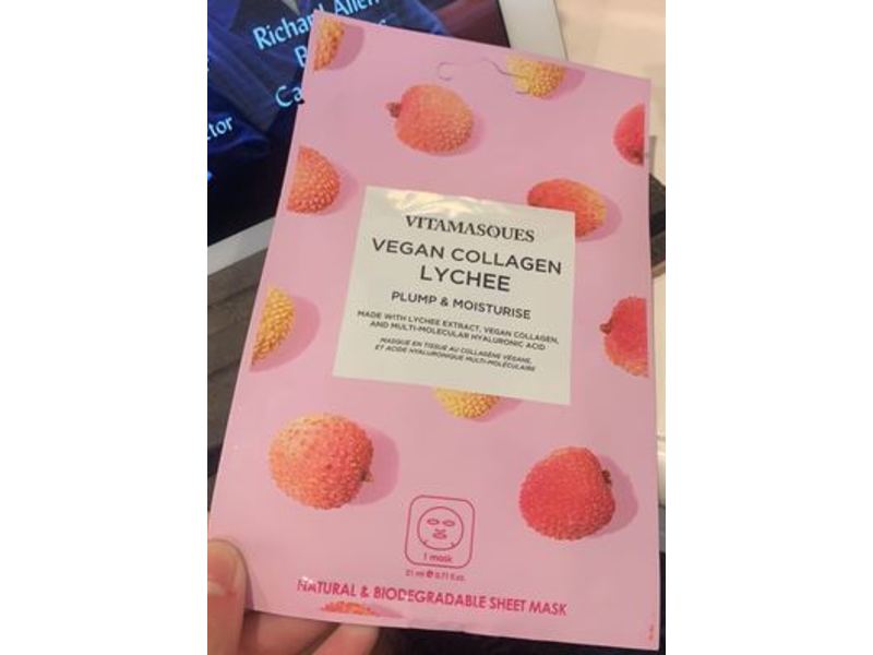 Vitamasques Vegan Collagen Sheet Mask, Lychee, 1 Count