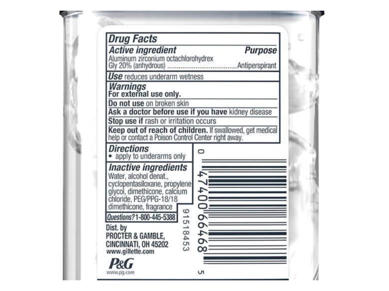 Gillette Ultimate Protection 6 In 1 Anti-Perspirant/Deodorant, Cool Wave, 3.8 oz/107 g, 5 Count