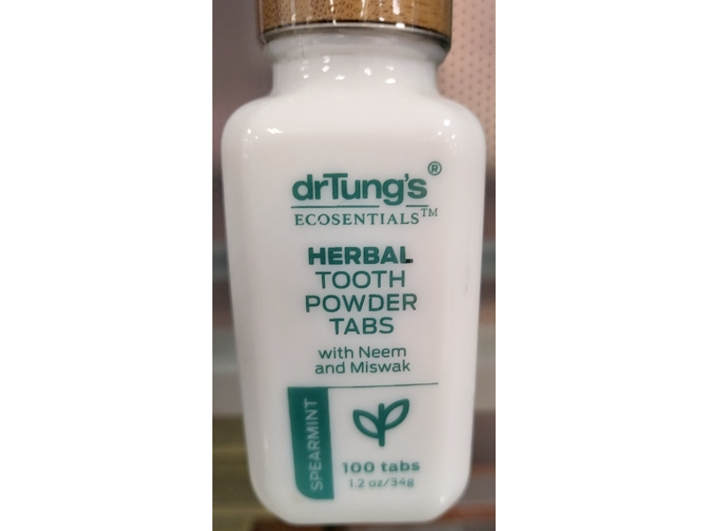 drTung’s Spearmint Herbal Tooth Powder Tabs with Neem & Miswak, 1.2 oz/3.4 g, 100 Count