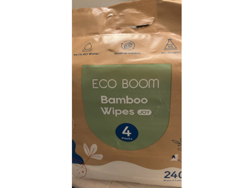 Eco Boom Joy Bamboo Wipes, 240 Count, 4 Packs