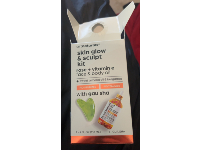 Artnaturals Skin Glow & Sculpt Face & Body Oil + Gua Sha, Rose + Vitamin E, 4 fl oz/118 mL