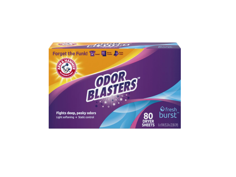 Arm & Hammer Odor Blasters Dryer Sheets, Fresh Burst, 80 Sheets