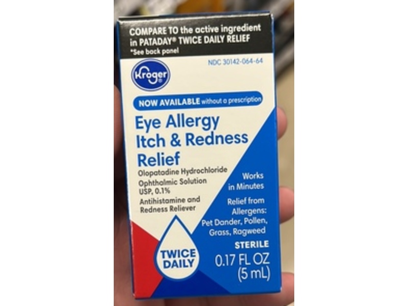 Kroger Eye Allergy Itch & Redness Relief Drops, 0.17 fl oz/5 mL