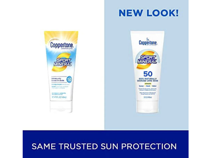 Coppertone Sport Mineral Sunscreen Lotion, SPF 50, 5 fl oz/148 mL