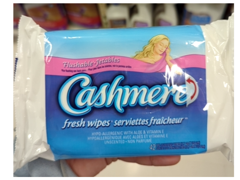 Cashmere Flushable Fresh Wipes, Aloe & Vitamin E, 42 Count