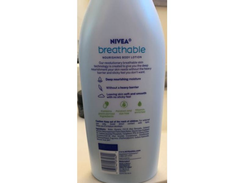 Nivea Breathable Nourishing Body Lotion, Lightly Scented, 16.9 fl oz/500 mL