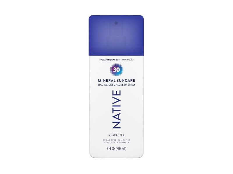 Native Mineral Suncare Sunscreen Spray, SPF 30, Unscented, 7 fl oz/207 mL