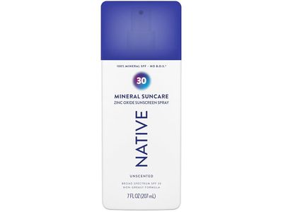 Native Mineral Suncare Sunscreen Spray, SPF 30, Unscented, 7 fl oz/207 mL