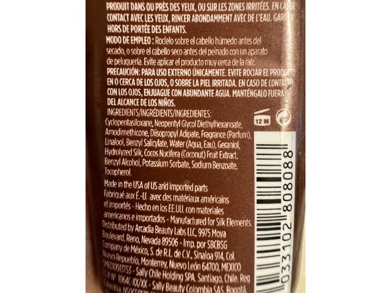 Silk Elements Strength 'N Silk Coconut Heat Protection Spray, 2 fl oz/60 mL