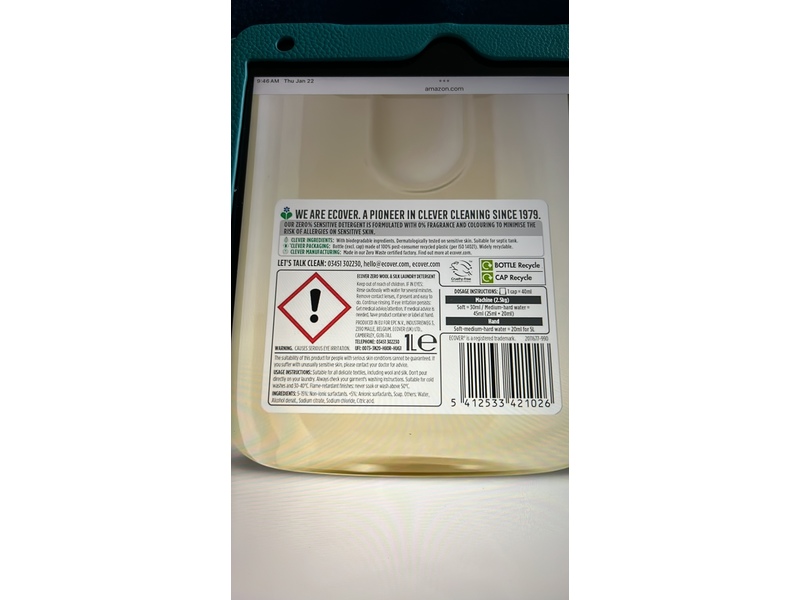 Ecover Non-Bio Wool & Silk Laundry Detergent, 22 Loads, 1L