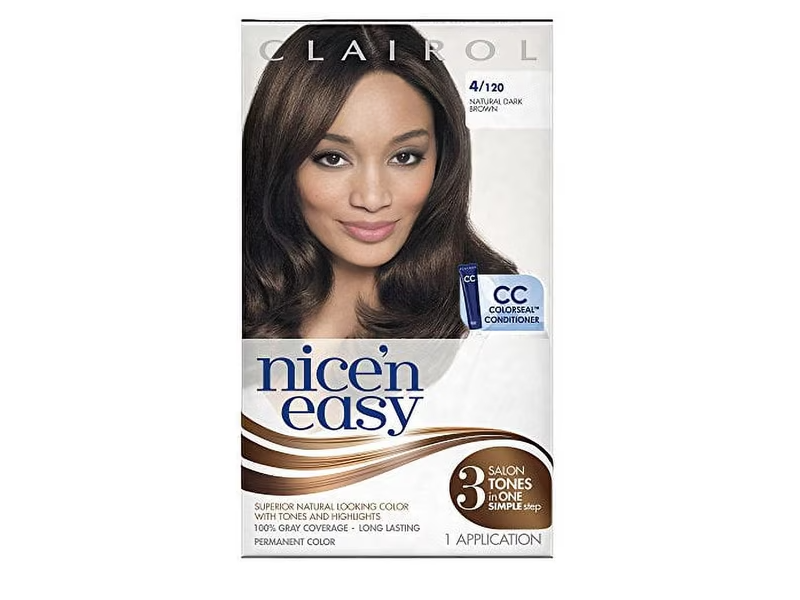 Clairol Nice'n Easy Permanent Color, 4/120 Natural Dark Brown, 1 Application
