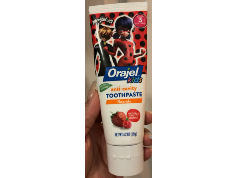 Orajel Kids Miraculous Anti-Cavity Fluoride Toothpaste, Natural Fruity Burst, 4.2 oz/119 g