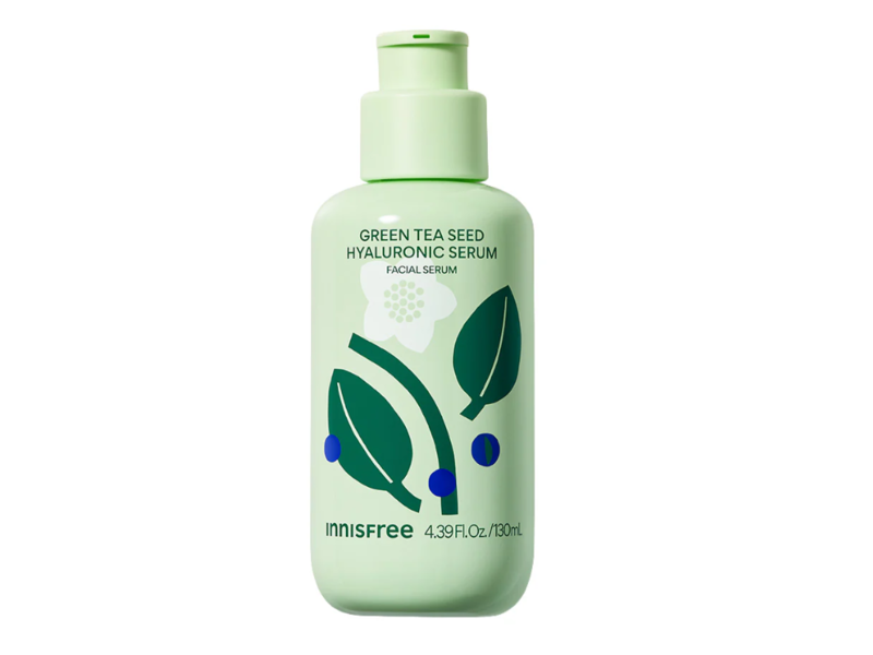 InnisFree Facial Serum, Green Tea Seed + Hyaluronic Serum, 4.39 fl oz/130 mL