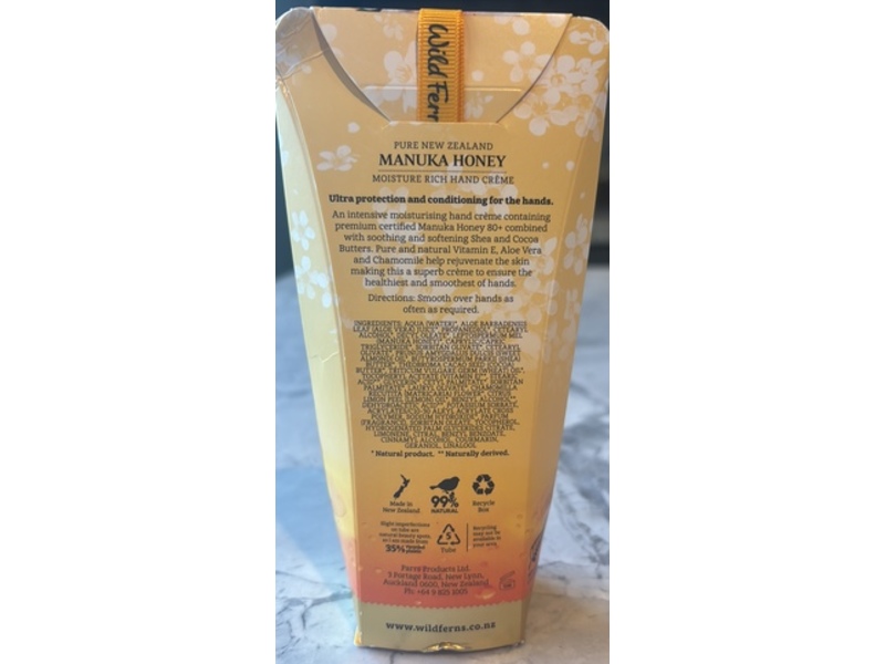 Wild Ferns Moisture Rich Hand Crème, Manuka Honey, 3.38 fl oz/100 mL