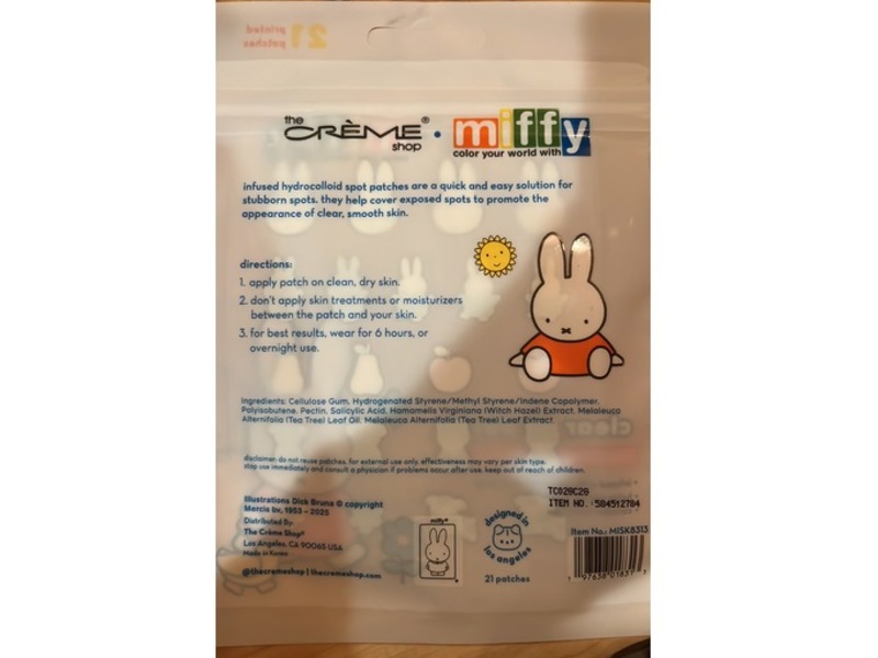 The Creme Shop Clear As Day Patches, Miffy, 21 Count