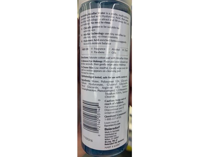 Eucerin Hydrating Micellar Water, 6.8 fl oz (200 mL)