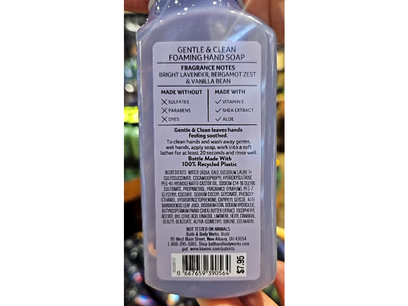 Bath & Body Works White Barn Gentle & Clean Foaming Hand Soap, Lavender Bergamot, 8.75 fl oz/259 mL