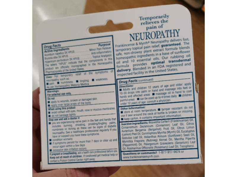 Frankincense & Myrrh Neuropathy Rubbing Oil, 2 fl oz/59 mL, Pack Of 2