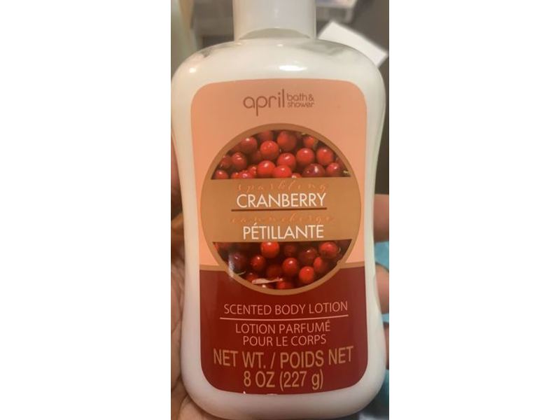 April Bath & Shower Scented Body Lotion, Cranberry, 8 oz/227 g