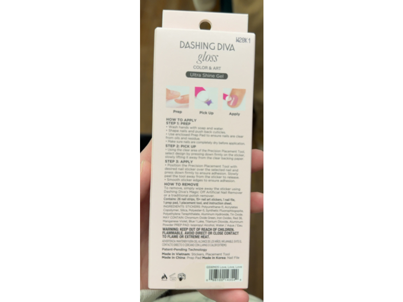 Dashing Diva Gloss Ultra Shine Gel Nail Strips + Nail Art Stickers, Love Love Love, 40 Count