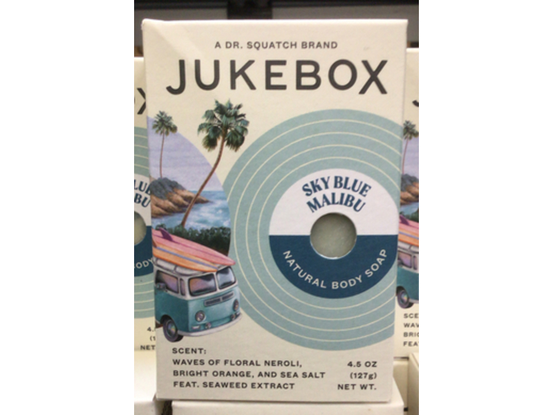 Dr. Squatch Jukebox Sky Blue Malibu Natural Body Soap, 4.5 oz/127 g