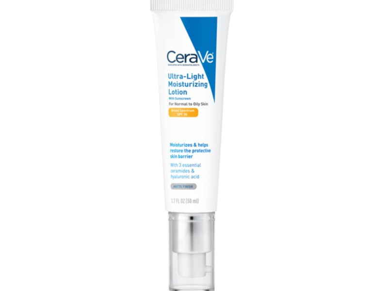 CeraVe Ultra-Light Face Sunscreen Moisturizing Lotion, SPF 30, Hyaluronic Acid, 1.7 fl oz/50 mL