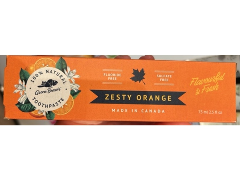 Green Beaver Toothpaste, Zesty Orange, 2.5 fl oz/75 mL