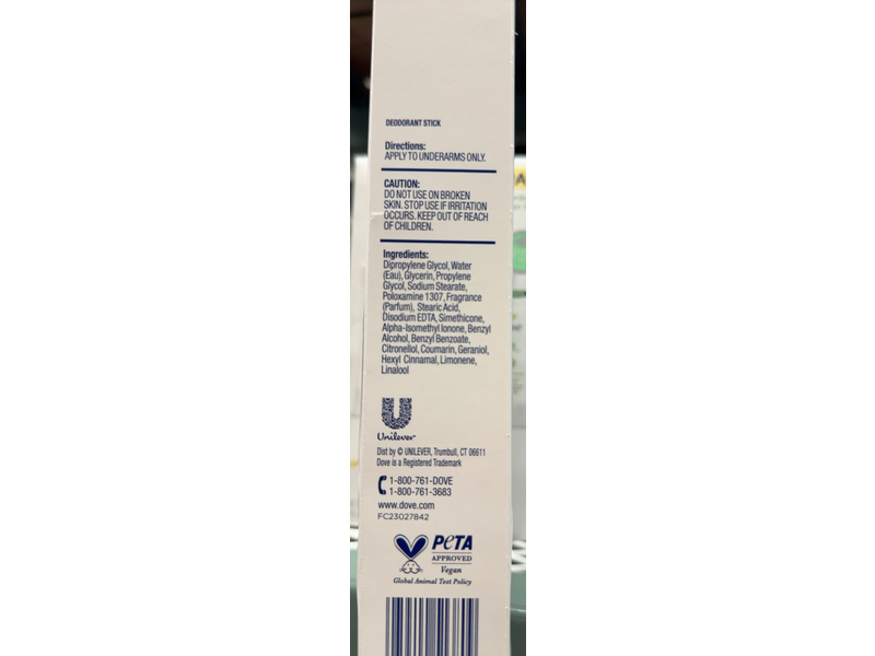 Dove Deodorant Stick, Cucumber & Green Tea, 2.6 oz/74 g, Pack Of 4